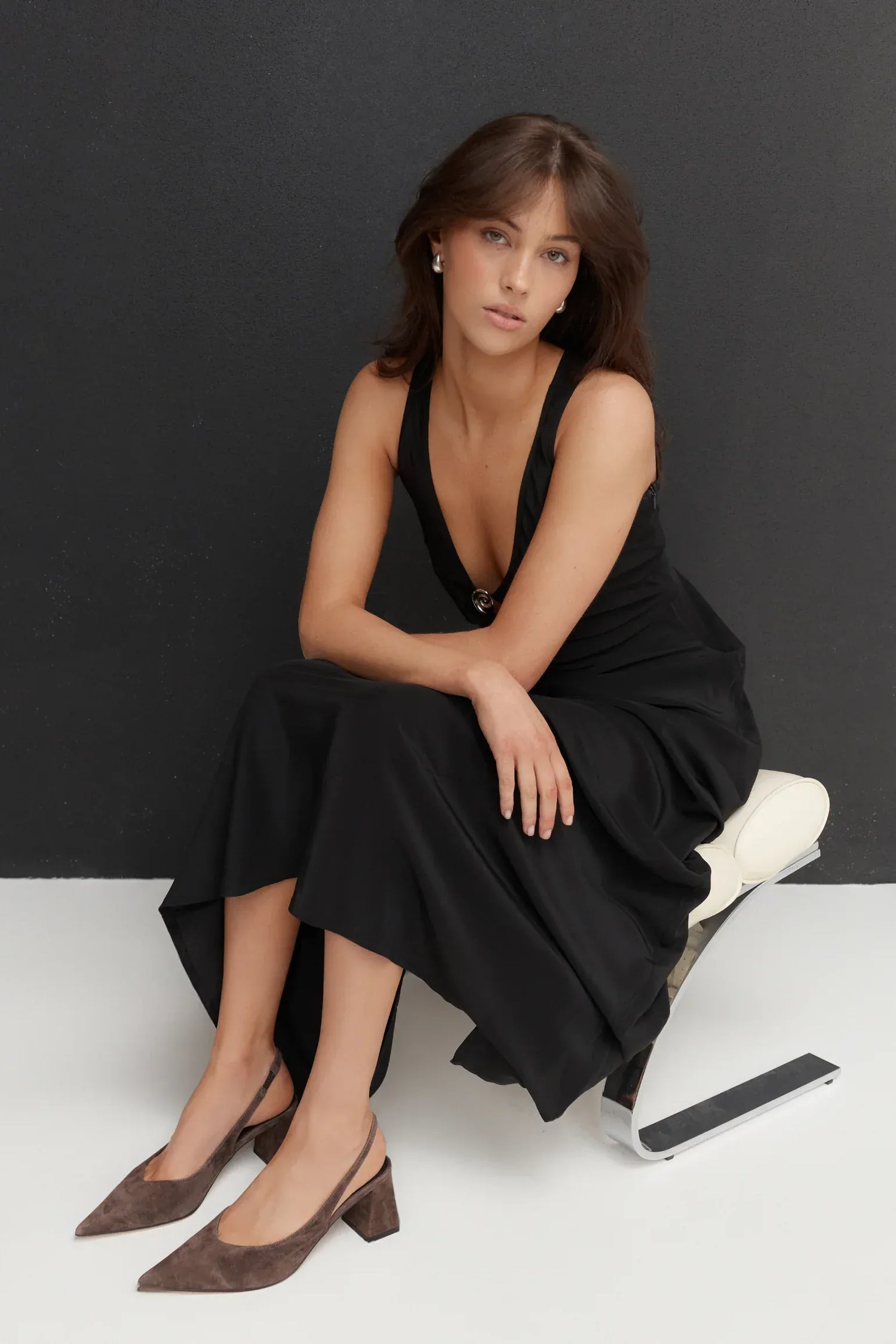 Siren Shoes suede heels Yankee Slingback Block Heel - Chocolate Brown Suede