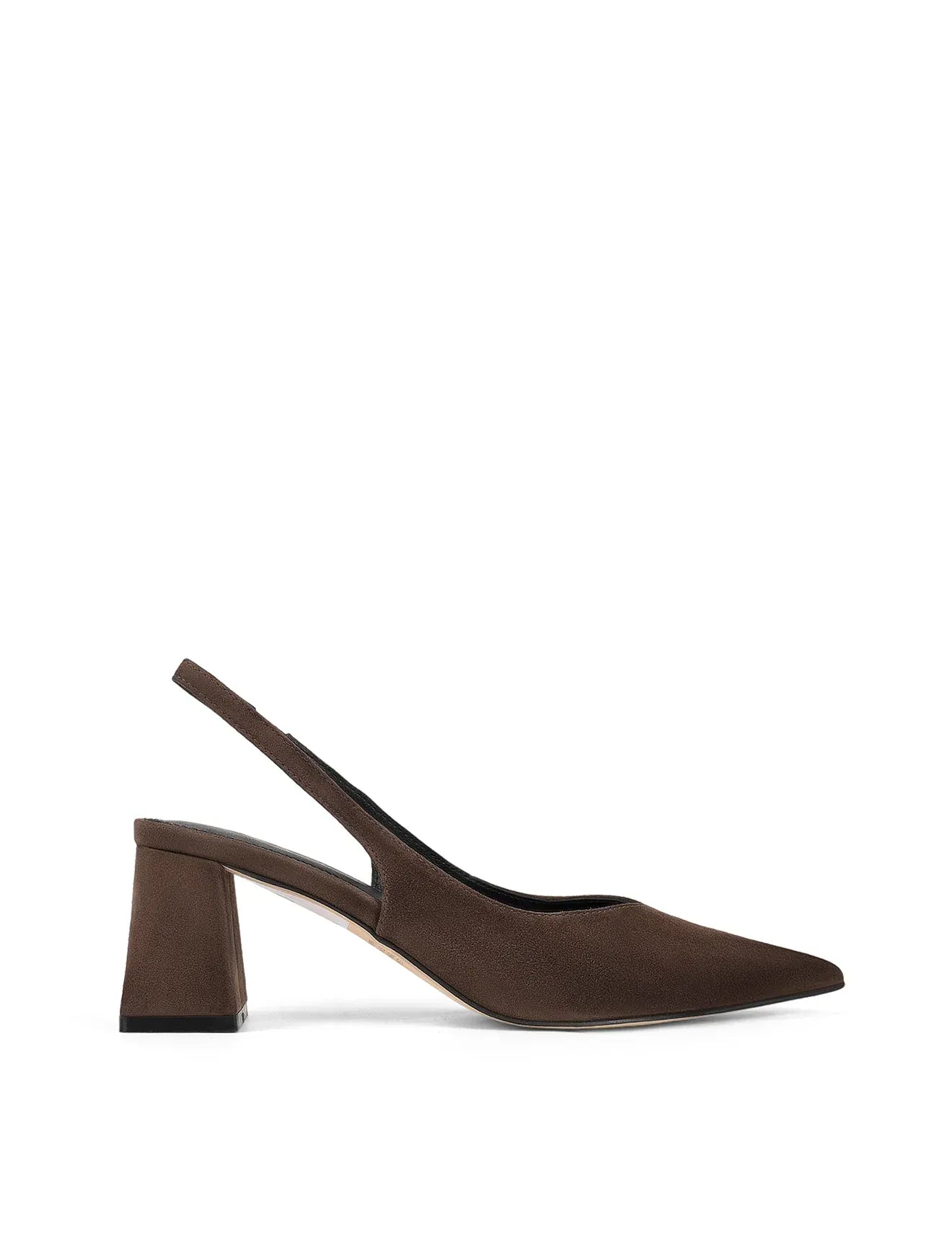 Siren Shoes suede heels Yankee Slingback Block Heel - Chocolate Brown Suede