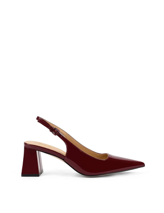 Siren shoes Yarra Pointed Toe Slingbacks - Red Wine Patent Leather