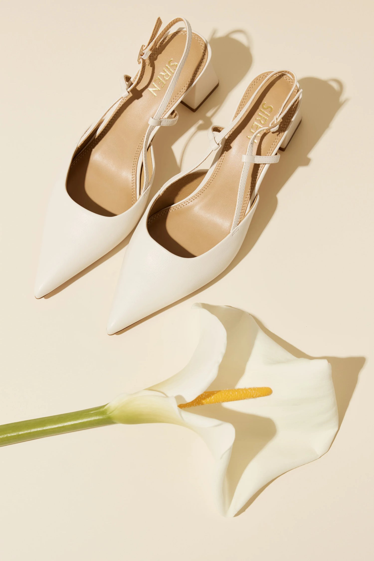 Siren Shoes White Heels Yasmine Slingback Heels - Chalk Leather