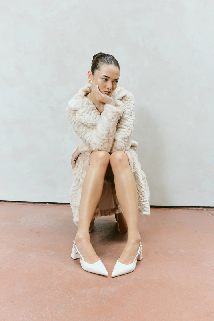 Siren Shoes White Heels Yasmine Slingback Heels - Chalk Leather