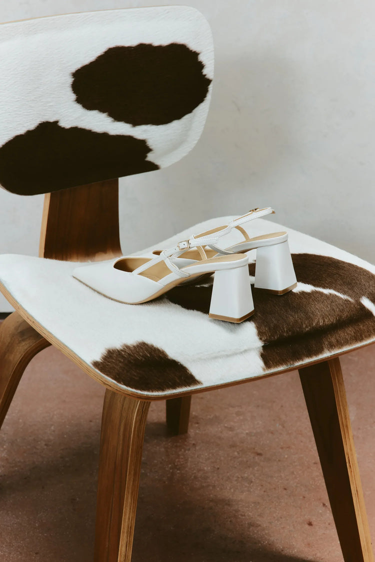 Siren Shoes White Heels Yasmine Slingback Heels - Chalk Leather