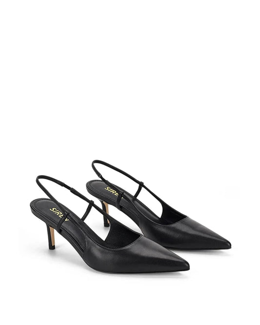 Siren Shoes leopard heels Yohana Heeled Slingback - Black Leather