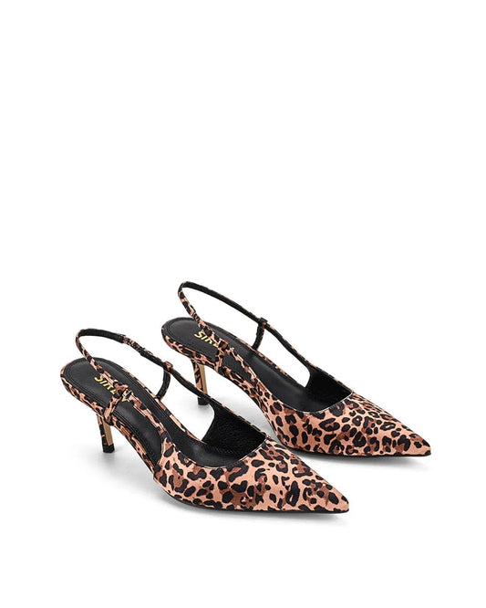 Siren Shoes leopard heels Yohana Heeled Slingback - Leopard Satin