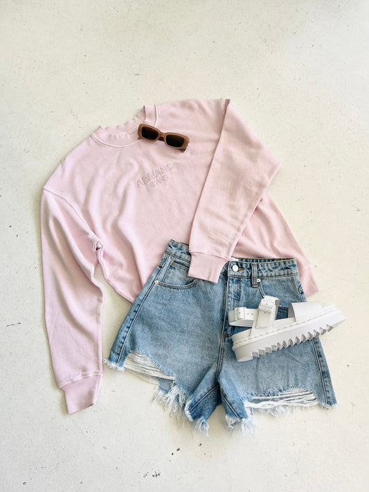 Abrand Jeans Sweatshirt A 90's Relaxed Crew - Cherry blossom