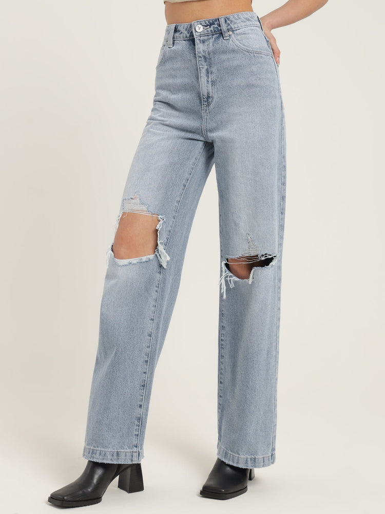 Abrand Jeans Jeans A 94 High & Wide Gigi Rip - Distressed Vintage Blue