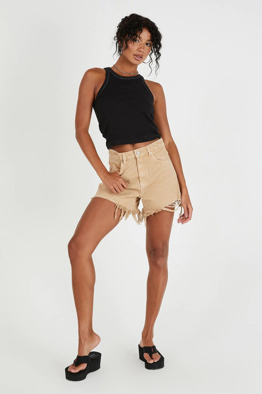 A Brand Jeans SHORTS A Venice Short Stoned Khaki Rip