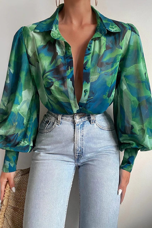 Runaway The Label Shirts & Tops Calista Shirt - Green Floral