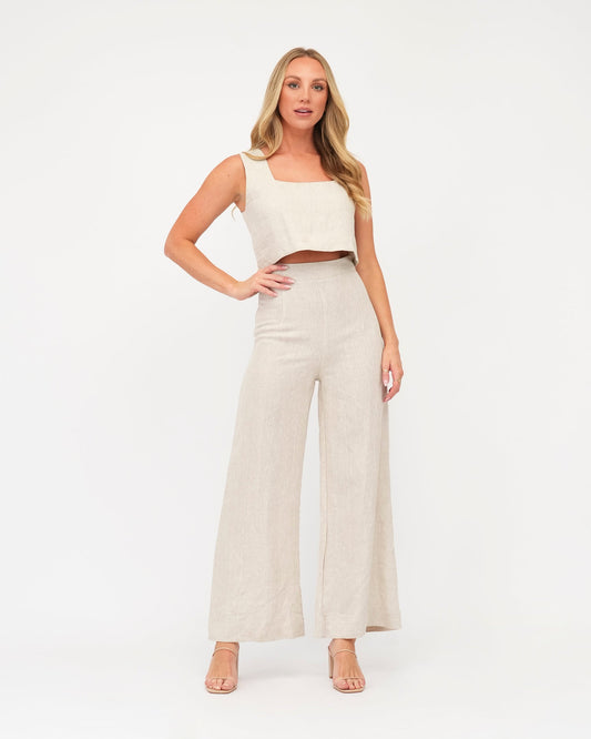 White Closet linen wide leg pants Kara Linen Pants