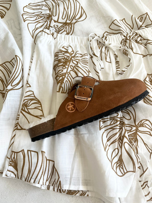 Human Shoes slides Lego - Tan Suede
