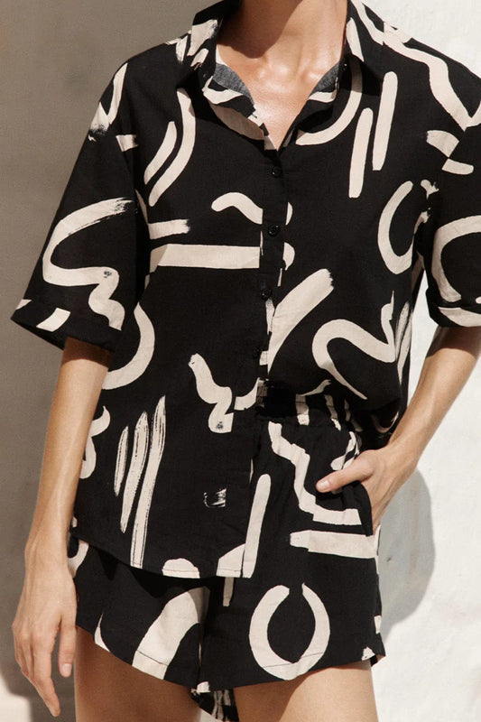 Seven Wonders Shirts & Tops YORK SHIRT - BLACK / SAND